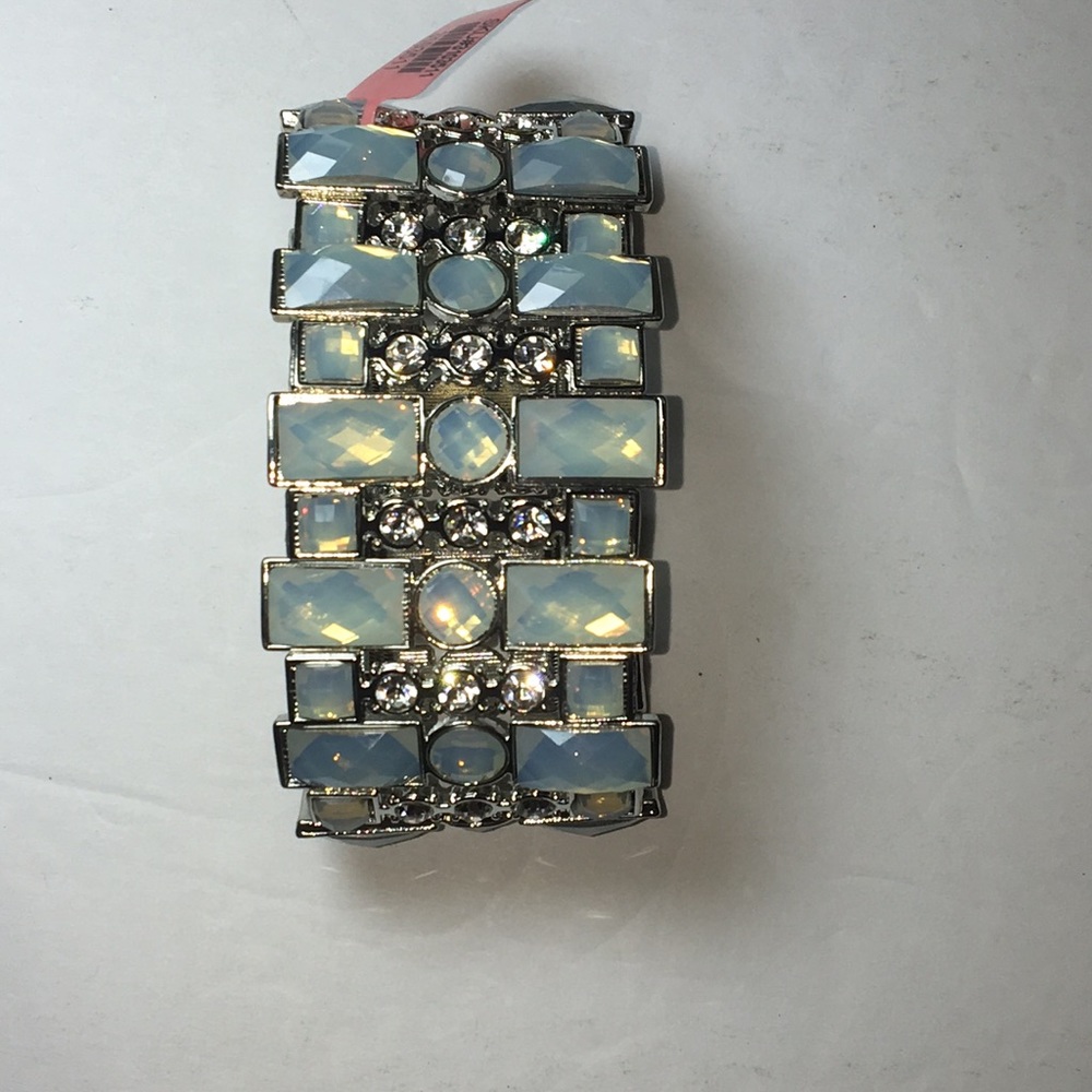 White Chroma Austrian Crystal Silvertone Bracelet